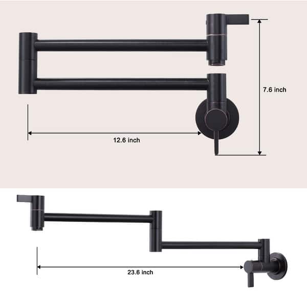 dimension image slide 0 of 6, WOWOW Wall Mounted Pot Filler Faucet with Double Joint Swing Arms