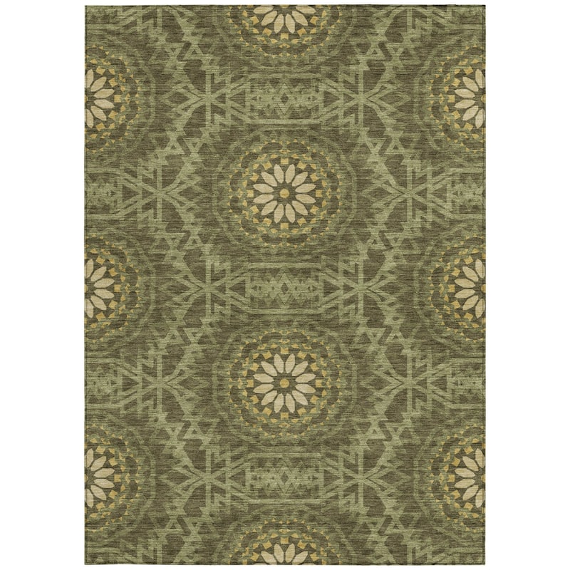 HomeRoots Floral Medallion Transitional Rectangle Outdoor Rug