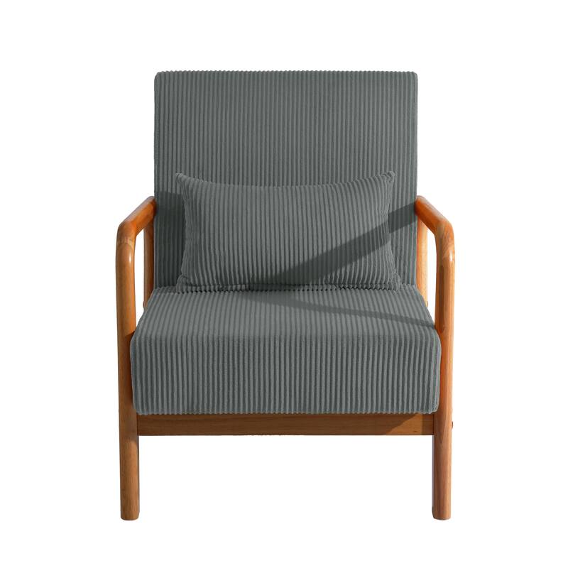 25" W Mid Century Upholstered Wood Accent Chair with Pillow set of 2