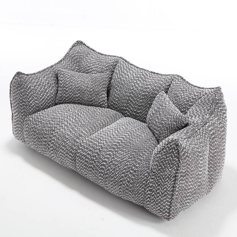 73.2" Chenille Oversized Beanbag Sofa Chair with High-Resilience Foam, Armrests and Handles