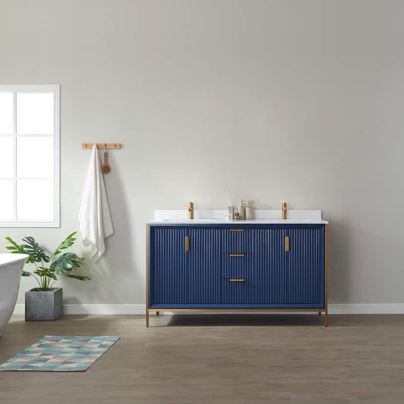 Granada 60" Vanity in Royal Blue with Countertop Without Mirror