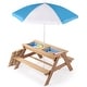 preview thumbnail 9 of 12, 3-in-1 Kid Outdoor Wooden Picnic Table with Umbrella, Convertible Sand Natural