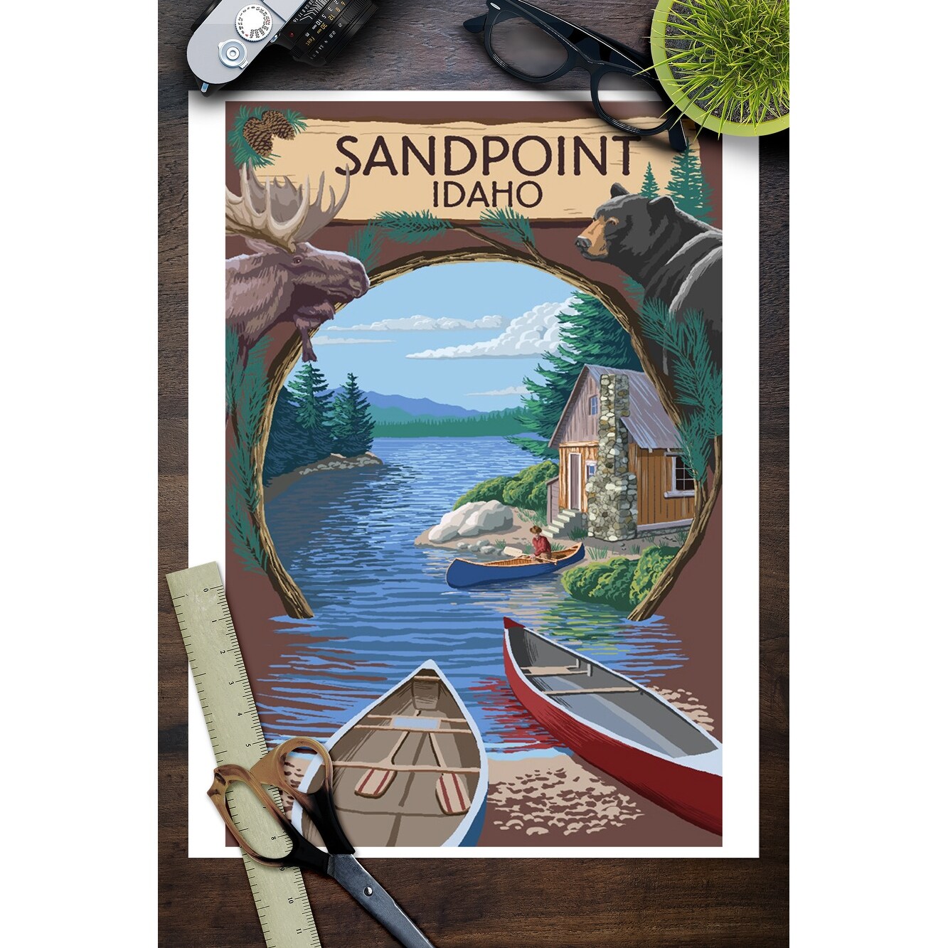 Shop Sandpoint Idaho Cabin On The Lake Montage Lantern Press