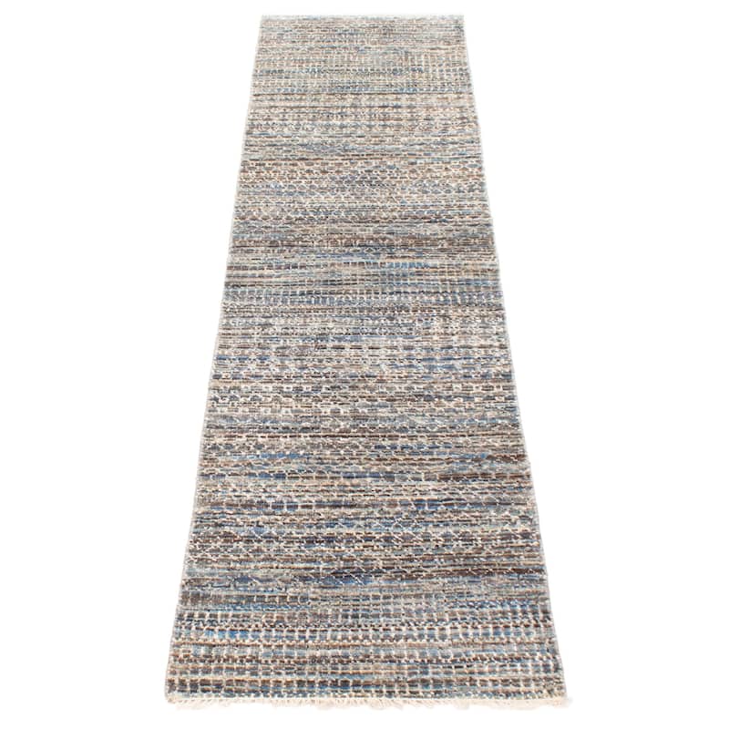 ECARPETGALLERY Hand-knotted Silk Shadow Multi Color Silk, Wool Rug - 2' 6" x 9' 11"