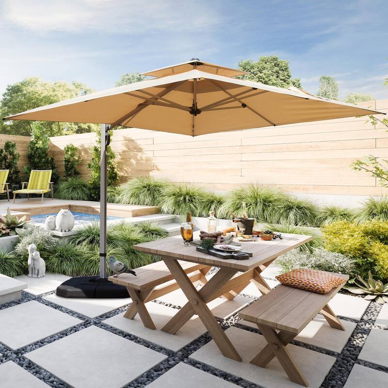Aluminum Patio Umbrella - 360° Rotation, Hydraulic Lift