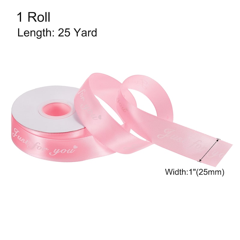 1" 25 Yard Valentine Printed Satin Ribbon Wedding Grosgrain Ribbons - 1" x 25 Yard - Light Pink