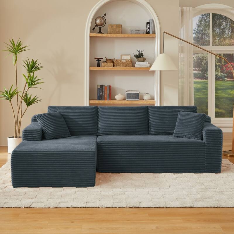 103.2" L-Shaped Corduroy Sectional Sofa, No Assembly Required