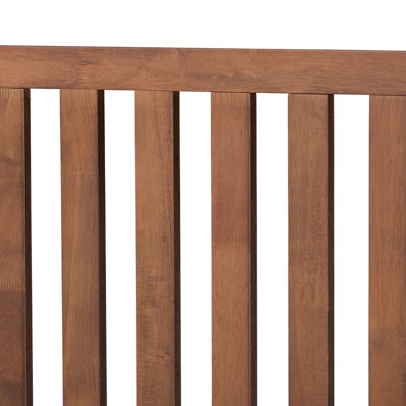 Saki Mid-Century Modern Walnut Brown Finished Wood Platform Bed