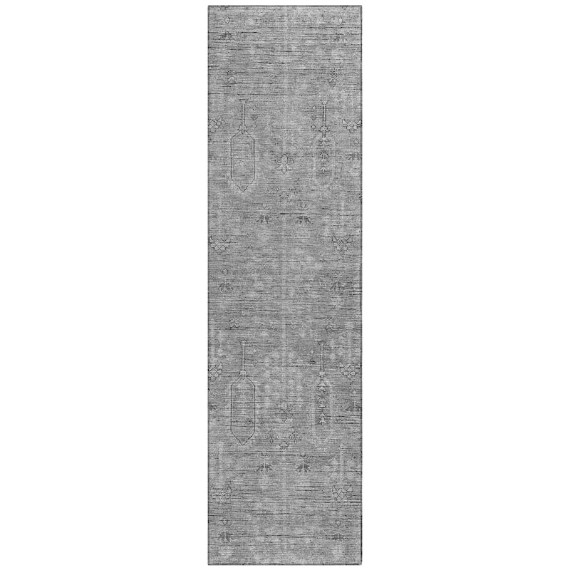 Machine Washable Indoor/ Outdoor Chantille Distressed Traditional Rug