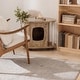 preview thumbnail 11 of 13, Modern Cat End Table with Scratching Posts, Hidden Cat House Furniture with Wheels for Indoor Cats