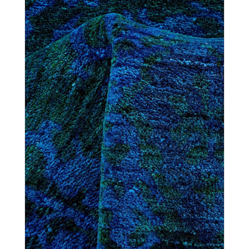 Overton Hand Knotted Wool Vintage Inspired Modern Contemporary Overdyed Blue Area Rug - 5' 3" x 8' 10"