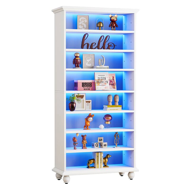 9-tier Tall Bookshelves LED Bookcase for Study Room