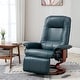 preview thumbnail 1 of 61, HomCom Faux Leather Adjustable Manual Swivel Base Recliner Chair with Comfortable and Relaxing Footrest Blue