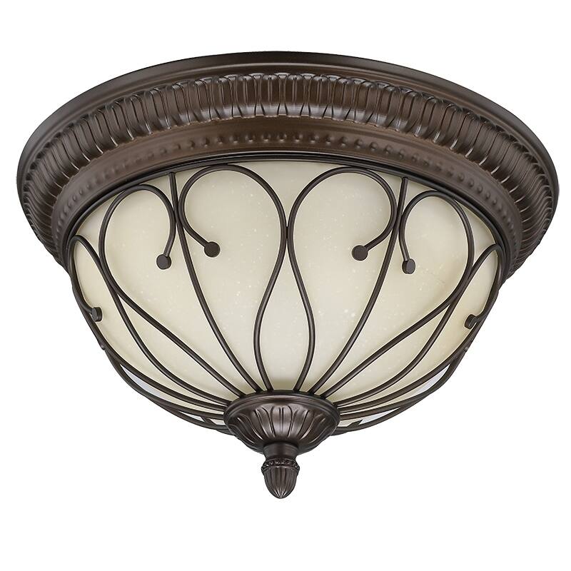 2 Light Flush Mount Oil-Rubbed Bronze Light - 15.29" x 9.33"