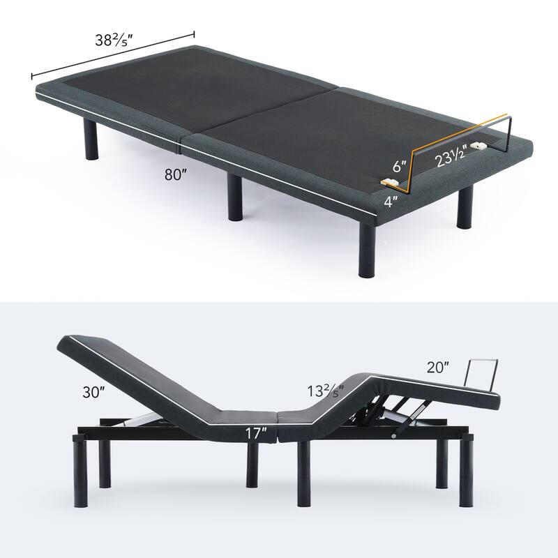 CO-Z Massaging Zero Gravity Adjustable Bed with Wireless Remote and Underbed Lighting