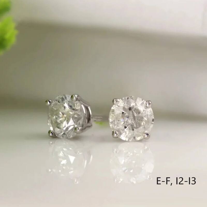 Auriya 18k Gold 1ctw Round Diamond Stud Earrings Clarity-enhanced (E-F, G-H, H-I or J-K, VS1-VS2, SI1-SI2 I1-I2 or I2-I3)