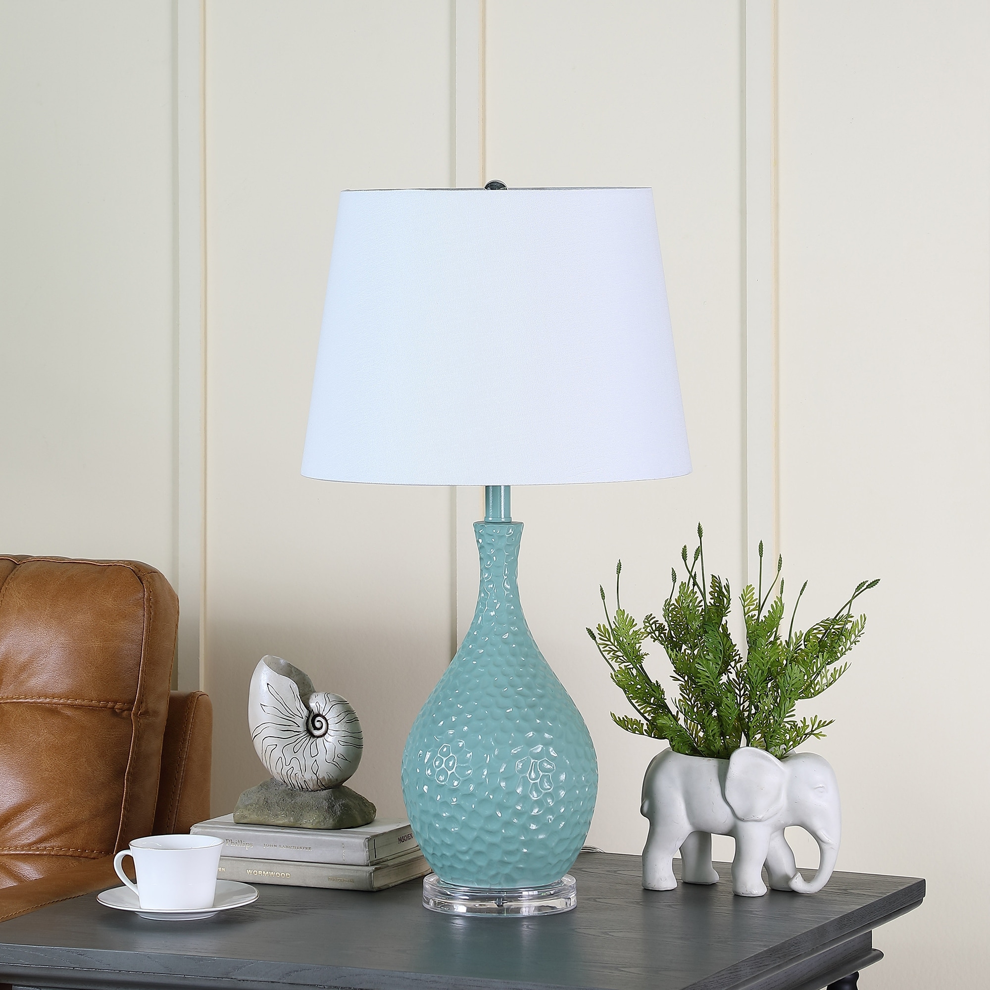 28 In. Telli Pebble Mid Century Modern Resin Table Lamp - On Sale