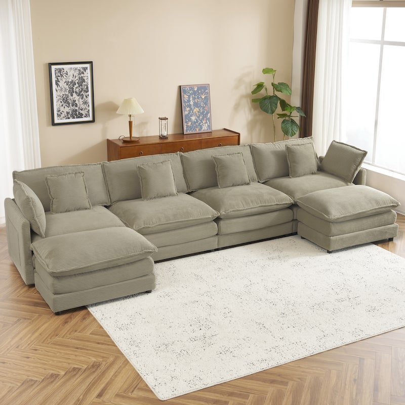 Convertible Sectional Sofa Cloud Couch U-Shaped Modular Sofa Sleeper