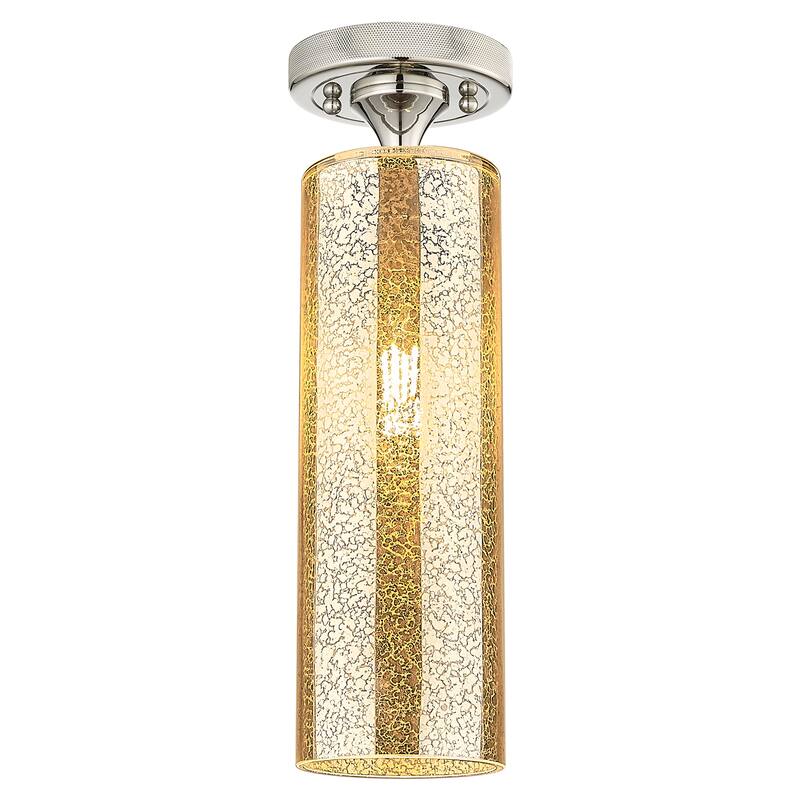 Innovations Lighting Downtown Urban - Crown Point - 1 Light 12" Flush Mount Light - Polished Nickel/Mercury Shade