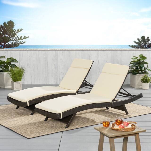 Salem Outdoor Chaise Lounge Cushion ONLY (Set of 2) by Christopher Knight Home - 79.25"L x 27.50"W x 1.50"H - Beige