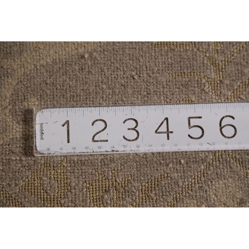 All-Over Beige Nepalese Contemporary Area Rug Handmade Wool Carpet - 4'1"x 5'11"