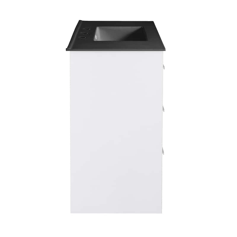 Virage 36 In. White Bathroom Vanity With Black, 3-Hole Ceramic Sink Top