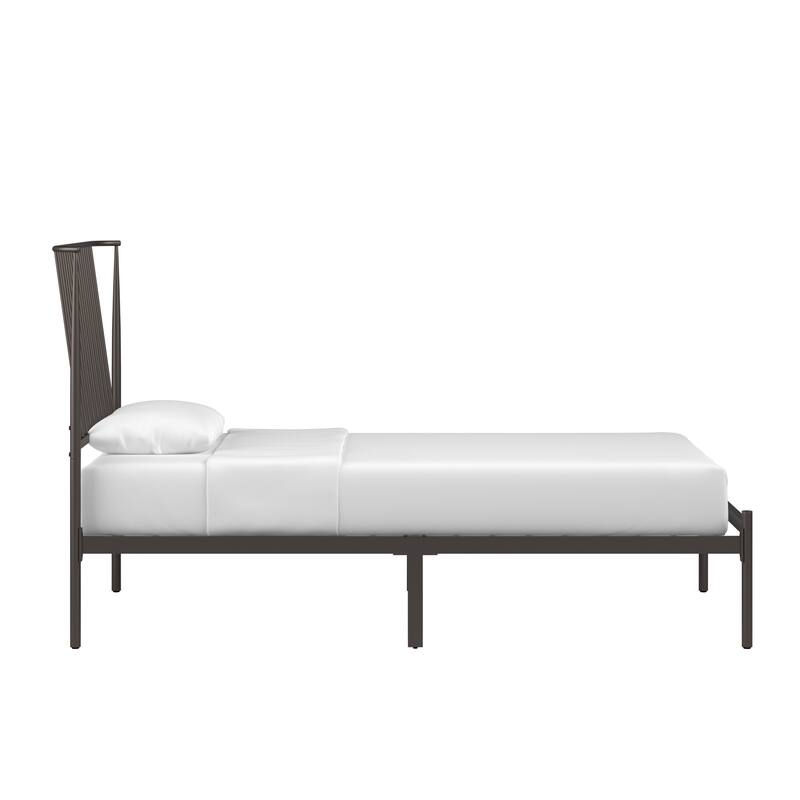 Bliss Metal Platform Bed with Curved Metal Headboard by iQ Modern