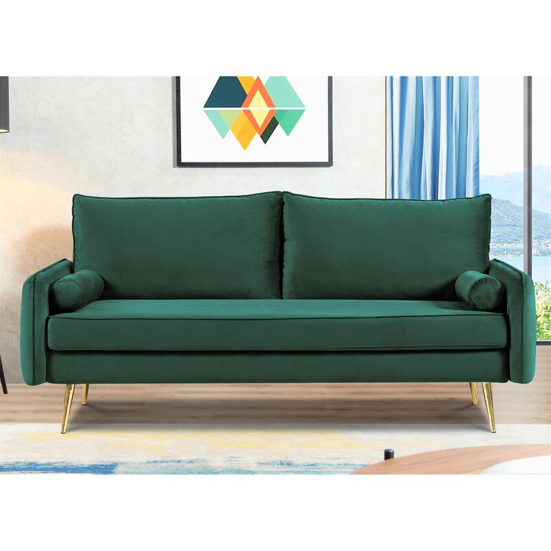 Villeda 70''W Polyester Square Arms Sofa - Green