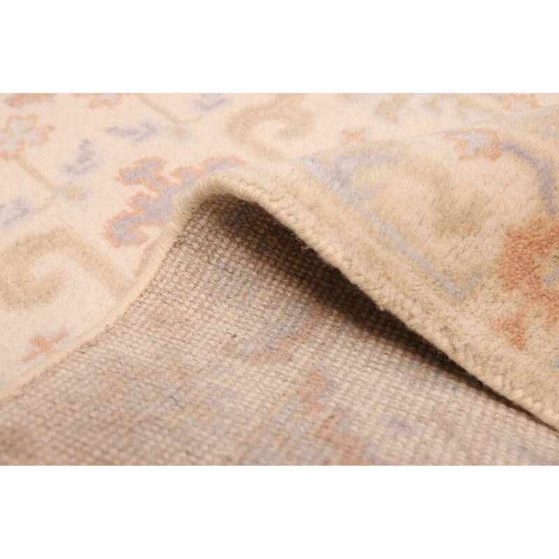 ECARPETGALLERY Hand-knotted Royal Oushak Ivory Wool Rug - 2'6 x 13'8
