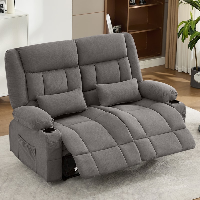Recliner Loveseat with Cup Holders for Living Room Love Seat - Grey