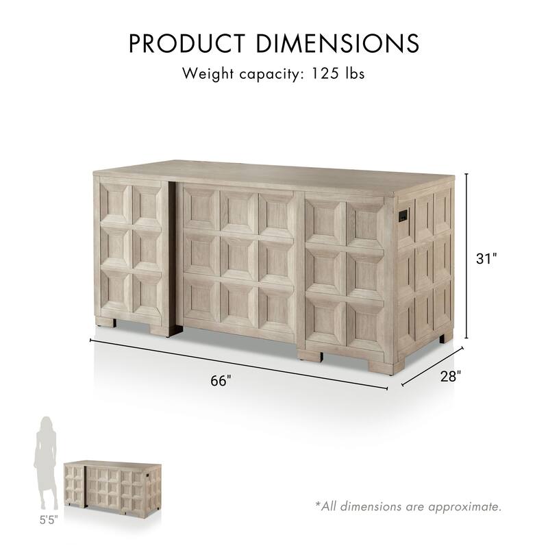 Furniture of America Durem Modern Tawny Brown 66" Executive Desk with Drawers, Keyboard Tray and Power Outlet