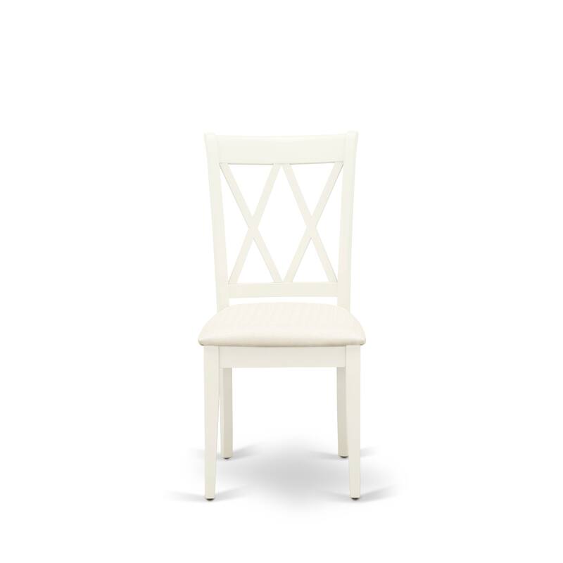 East West Furniture 5 Piece Kitchen Table Set- a Dining Table and 4 Linen Fabric Dining Chairs, (Finish Options)