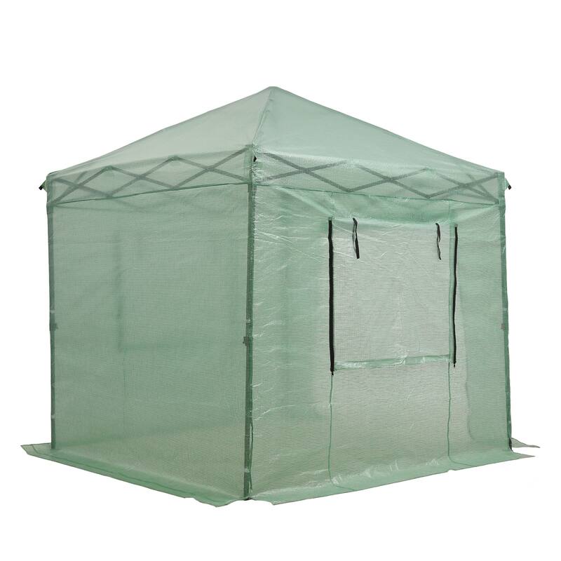 Ainfox 10X10FT Instant Pop-up Greenhouse, Walk-in Plant Gardening Green House - 8×8 FT