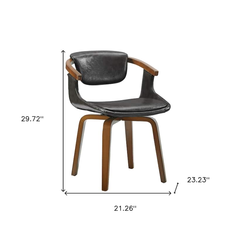 HomeRoots Set of Two Green and Black Upholstered Faux Leather Curved Back Dining Side Chairs