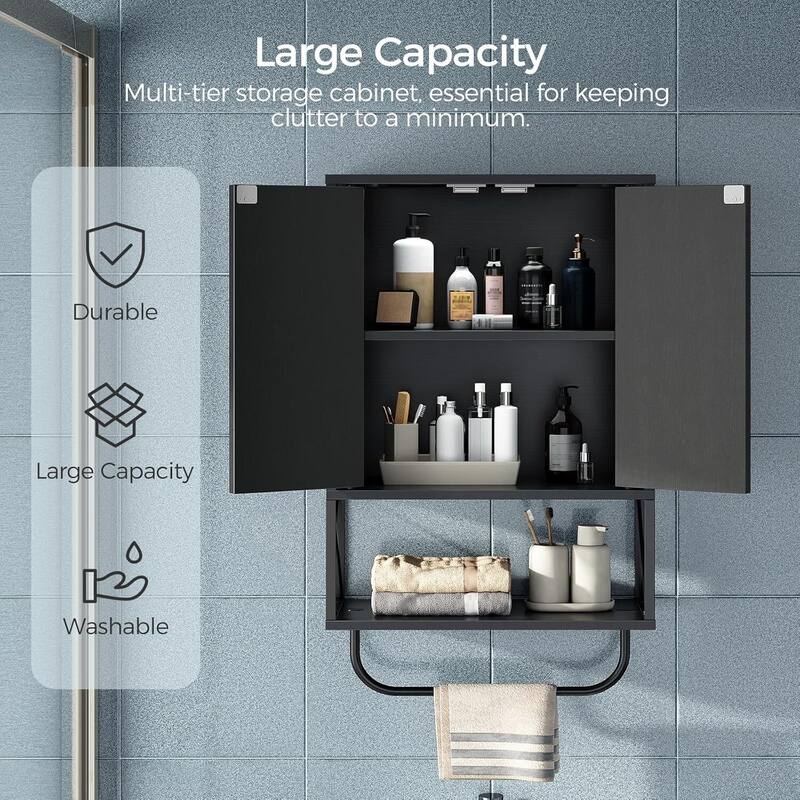 3-Tier Wall Mounted Storage Cabinet Over The Toilet for Bathroom Laundry Room