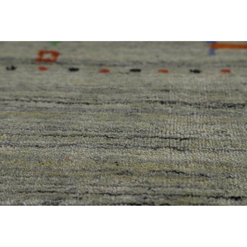 Hand Knotted Oriental 100% Wool Carpet Tribal Animal Pictorial Green Gabbeh Area Rug - 8' 1'' X 4' 11''