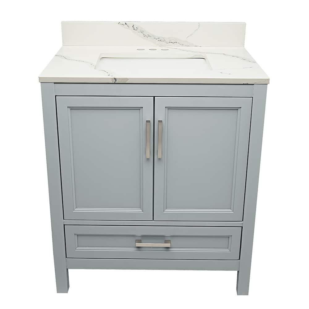 Nevado 37" Bathroom Vanity in Espresso with Quartz Stone Vanity Top Sink w/ Backsplash in Galaxy White Single Hole