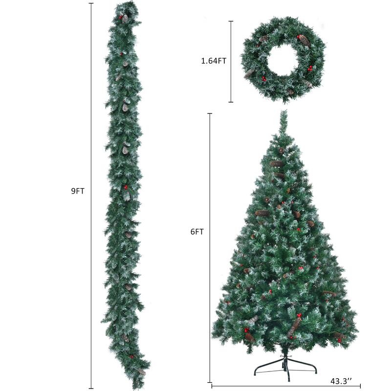 6FT Dark Green Pine Hinged Artificial Christmas Tree