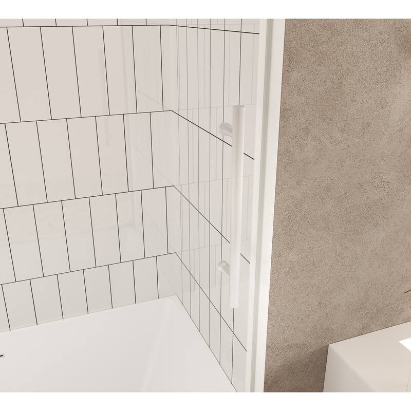 60 "W x 60" H Frameless Shower Door with Stainless Steel Handle - 60'' x 0.31'' x 60''