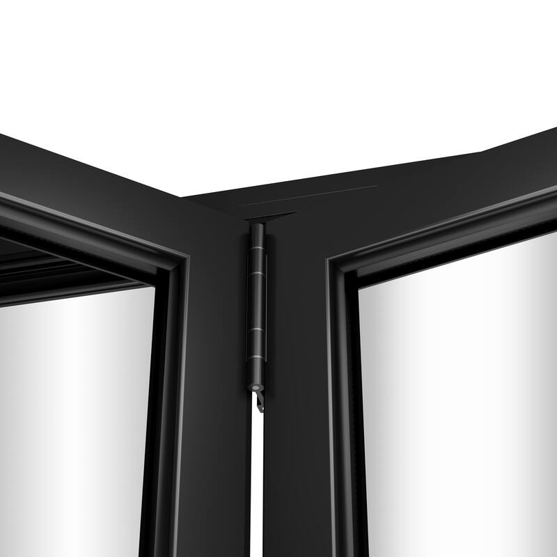 KaMic 168"×80" 5 Panels Aluminum Folding Door In Black,Folded Out From Right To Left Model #:FD5PBK16880-RL
