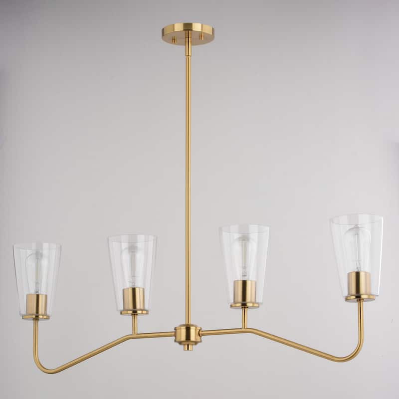 Beverly Linear Chandelier Island Pendant Light Fixture Clear Glass Shade, LED Compatible