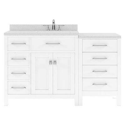 Caroline Parkway 57" Single Bath Vanity with White Quartz Top and Round Sink