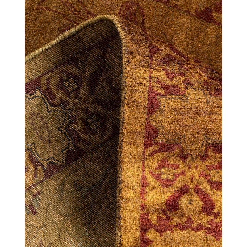 Overton Hand Knotted Wool Vintage Inspired Modern Contemporary Overdyed Brown Runner Rug - 2' 6" x 11' 2"