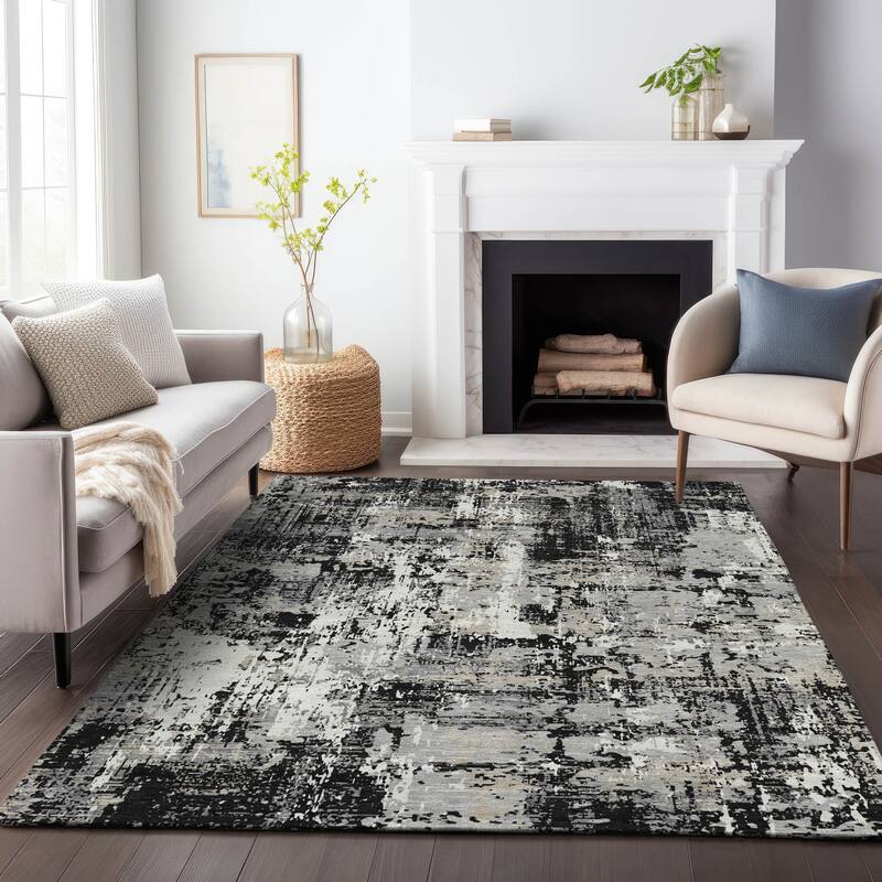 Machine Washable Indoor/ Outdoor Abstract Chantille Rug