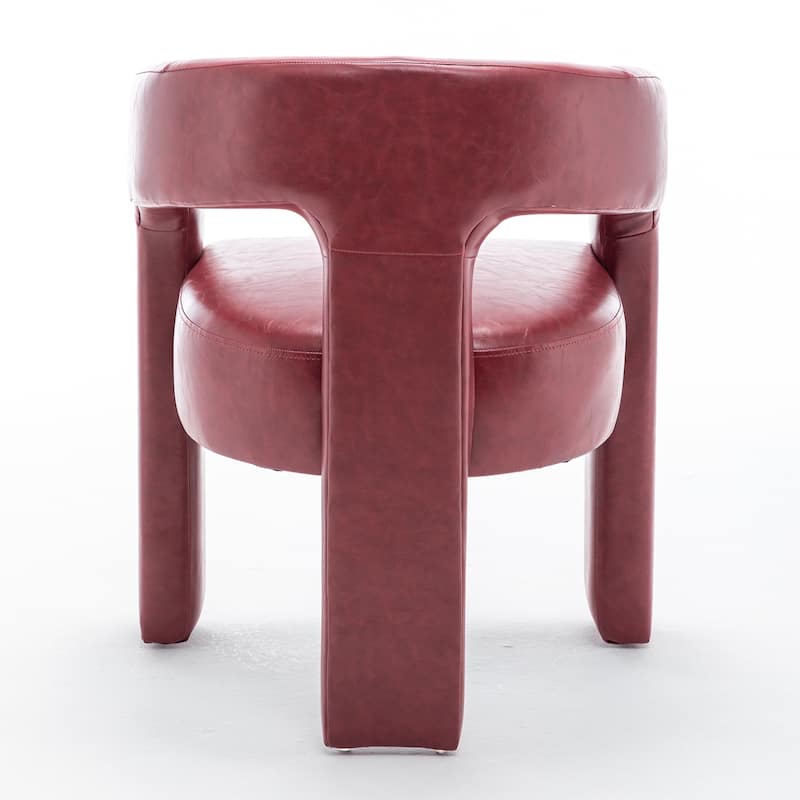 SEYNAR Modern Glam PU Leather Upholstered Dining Chair, Open-Back Accent Chair Set of 2