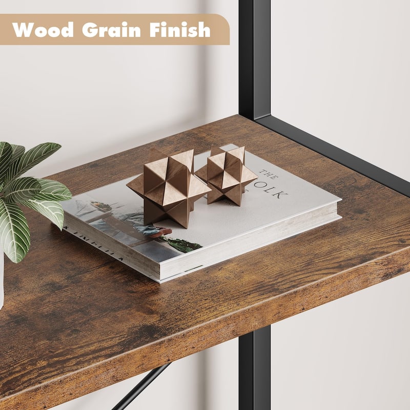 5 Tier Bookcase Arched Display Racks Tall Standing Storage Rack - 23.62"W x 70.87"H x11.02"D