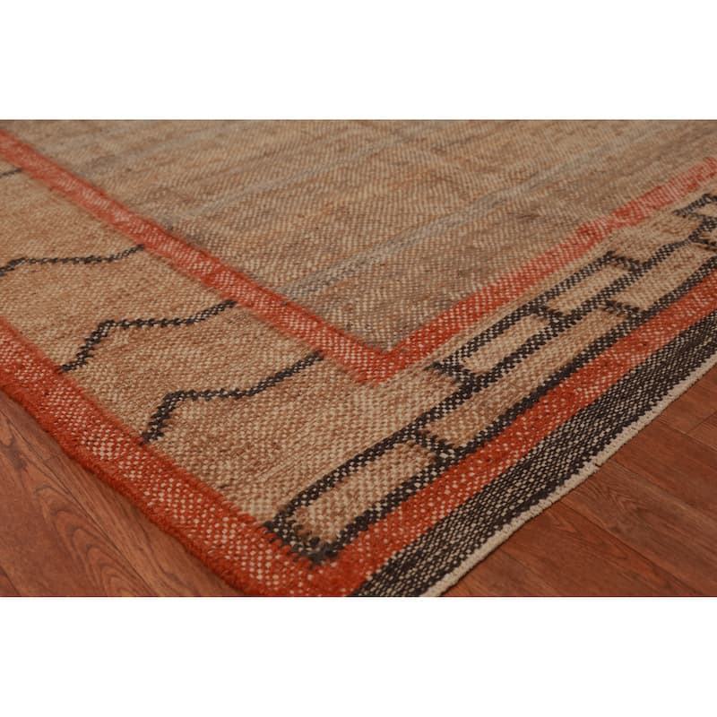 Hand Woven Oriental 100% Jute Carpet Southwestern Modern Brown Kilim Area Rug - 13' 4'' X 10' 6''