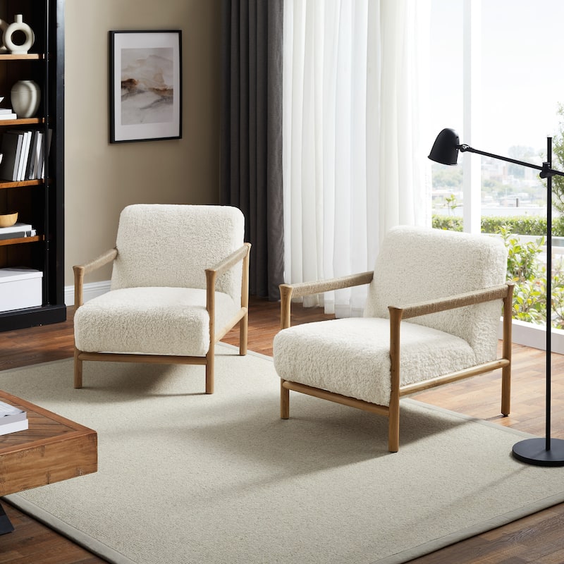 Art Leon Fabric and Wood Accent Armchair