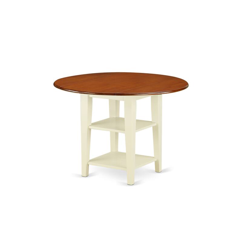 HomeStock 3-Piece Buttermilk and Cherry Finish Round Solid Wood Top Dining Table Set