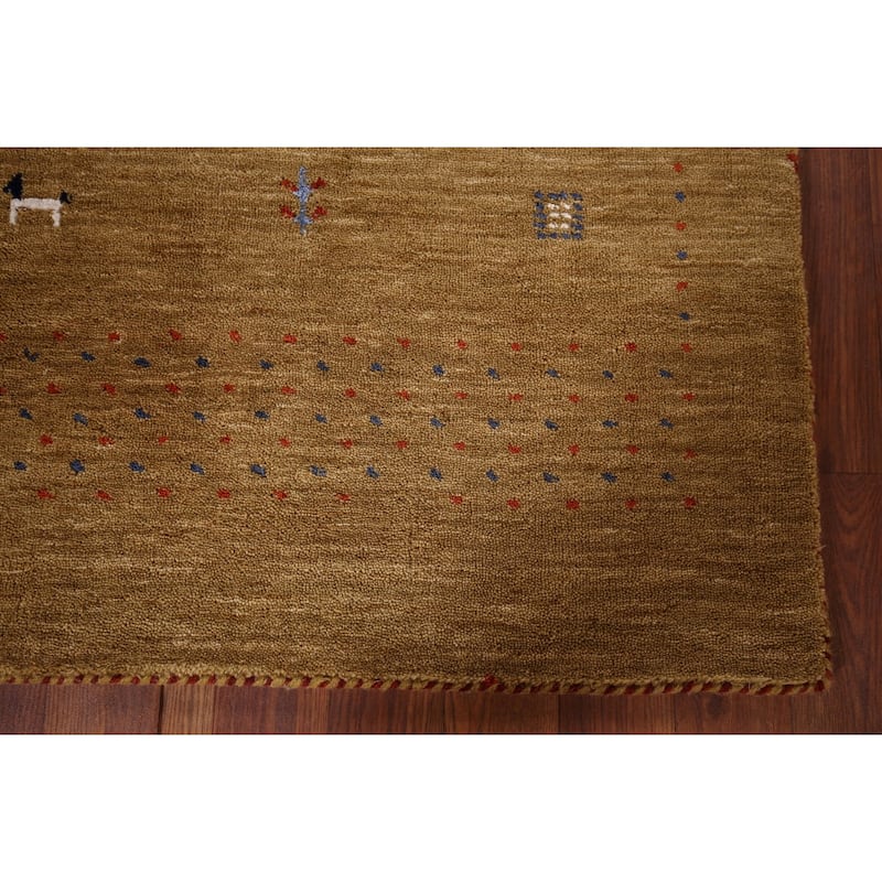 Little Animals Design Gabbeh Accent Rug Hand-Knotted Wool Carpet - 3'11"x 5'10"